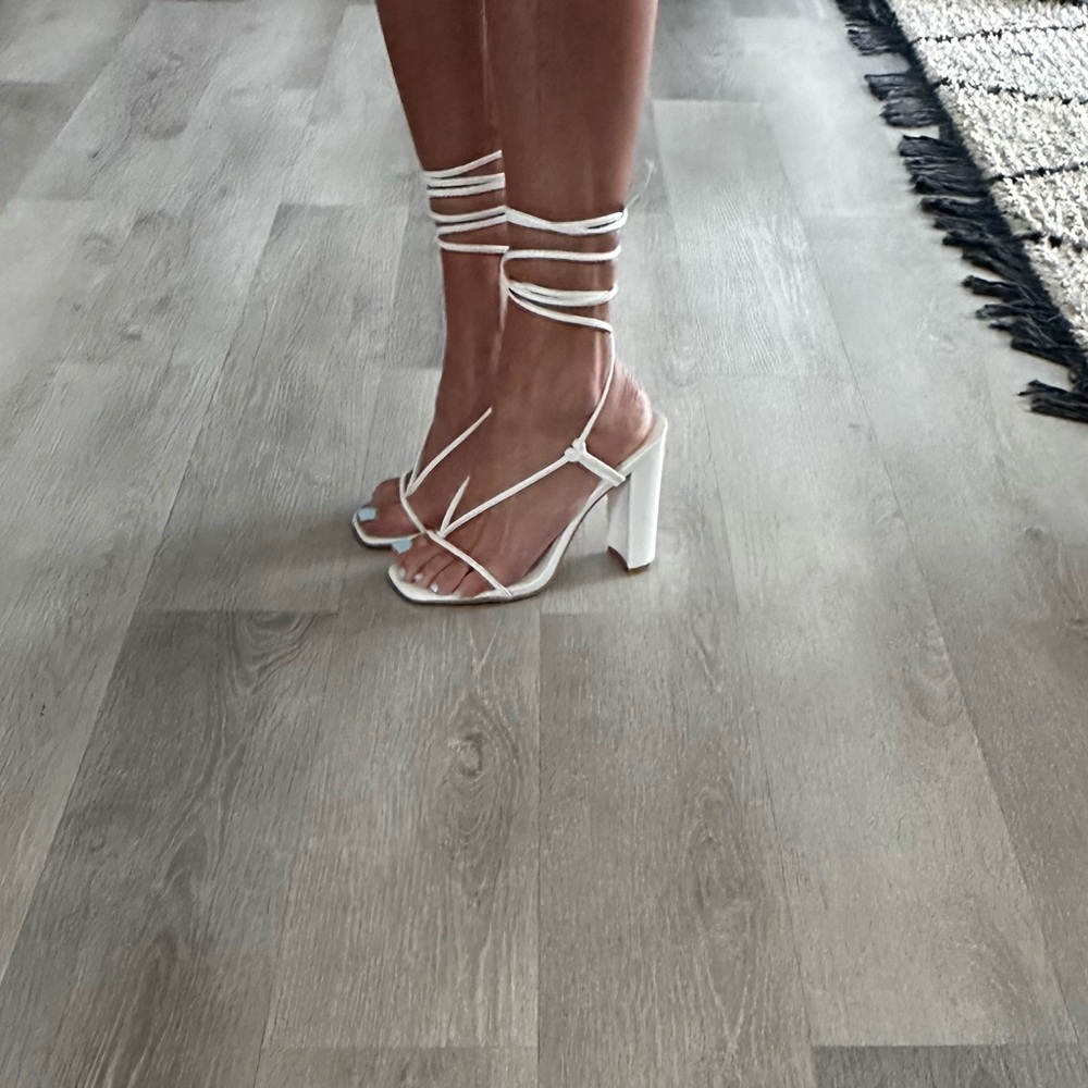 Billini white tie up heels in size 7